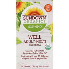 Мультивітаміни, один раз в день, Well Adult Multi, Once Daily, Sundown Organics, 30 таблеток