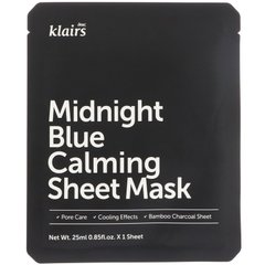 Темно-синій заспокійливий лист маска, Dear, Klairs, 1 Маска, 0,85 рідких унцій (25 мл)