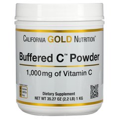 Вітамін C некислий буферизований аскорбат натрію California Gold Nutrition (Buffered Gold C) 1000 мг 1 кг