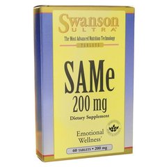 S-Аденозил L-Метионин, SAMe, Swanson, 200 мг, 60 таблеток купить в Киеве и Украине