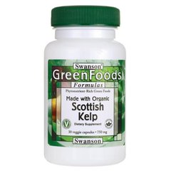 Зроблено з органічної шотландської водорослі, Made with Organic Scottish Kelp, Swanson, 750 мг 30 капсул