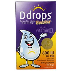 Booster, витамин D3 в жидкой форме, Ddrops, 600 МЕ, 2,8 мл (0,09 унций) купить в Киеве и Украине