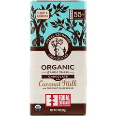 Органический шоколад, кокосовое молоко и кокосовый пальмовый сахар, Equal Exchange, 80 г купить в Киеве и Украине