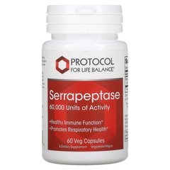 Protocol for Life Balance, Серрапептаза, 60 000, 60 рослинних капсул