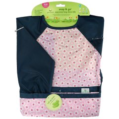 Green Sprouts, Нагрудник з довгим рукавом Snap & Go Easy Wear, від 12 до 24 місяців, Pink Blossom, 1 штука