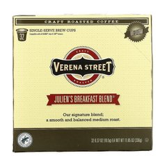 Verena Street, Суміш для сніданку Julien's, обсмажена кава, середньої обсмажування, 32 порційні чашки для варіння, 0,37 унції (10,5 г) кожна