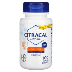 Citracal, Добавка кальцію + D3, Petites, 100 таблеток, покритих оболонкою