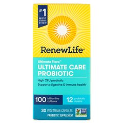 Пробіотики, Ultimate Flora, Ultimate Care Probiotic, Renew Life, 30 вегетаріанських капсул