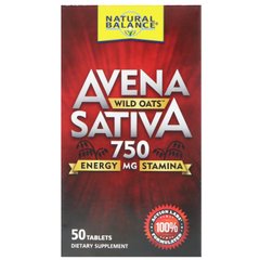 Авена Сатива, дикий овес, Natural Balance, 750 мг, 50 таблеток купить в Киеве и Украине