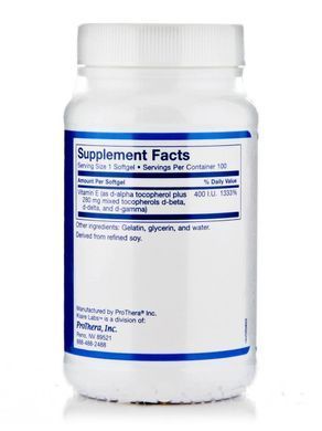 Вітамін Е Klaire Labs (Pure-E 400) 400 МО 100 м'яких капсул