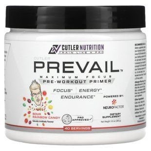 Cutler Nutrition, Prevail, Pre-Workout Primer, Sour Rainbow Candy, 9.8 oz (280 g)