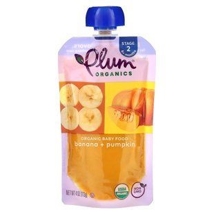 Дитяче пюре з гарбуза і банана Plum Organics (Organic Baby Food Stage 2) 113 г