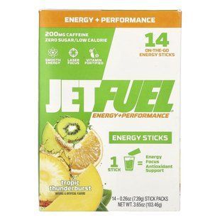 GAT, JetFuel&reg;, Energy+Performance, енергетичні стіки, Tropic Thunderburst, 14 пакетиків-стіків по 7,39 г (0,26 унції)