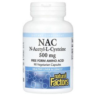 N-ацетилцистеин Natural Factors (NAC) 500 мг 90 капсул купить в Киеве и Украине