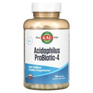 Пробіотик KAL (Acidophilus Probiotic 4) 500 млн КУО 250 капсул