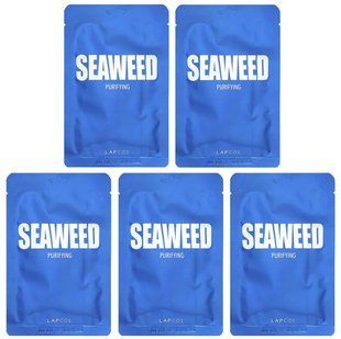 Lapcos, Seaweed Beauty Sheet Mask Set, Purifying, 5 Sheets, 0.84 fl oz (25 ml) Each купить в Киеве и Украине