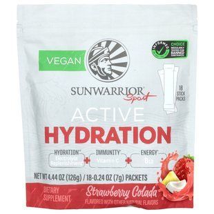 Sunwarrior, Sport, Active Hydration, Strawberry Colada, 18 Packets, 0.24 oz (7 g) Each купить в Киеве и Украине