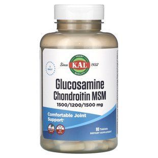 Глюкозамин хондроитин МСМ без натрия KAL (Glucosamine Chondroitin MSM) 90 таблеток купить в Киеве и Украине