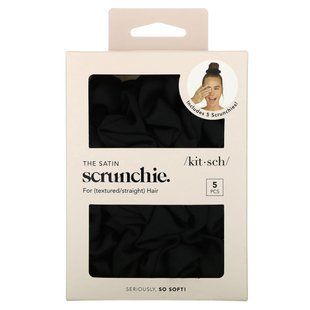 Kitsch, The Satin Scrunchie, For Textured/Straight Hair, Black, 5 Scrunchie купить в Киеве и Украине