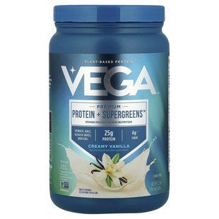 Vega, Premium Protein + Supergreens&trade;, Creamy Vanilla, 1lb 6 oz (624 g) купить в Киеве и Украине