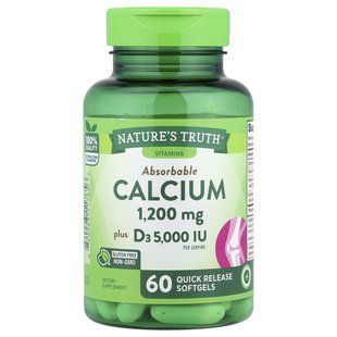 Nature's Truth, Absorbable Calcium Plus D3, 60 Quick Release Softgels купить в Киеве и Украине
