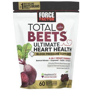 Force Factor, Total Beets&reg; With CoQ10, Ultimate Heart Health, Black Cherry, 60 Superfood Soft Chews купить в Киеве и Украине