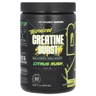 NutraBio, Micronized Creatine Burst, Citrus Rush Lemon Lime, 0.89 lb (402 g) купить в Киеве и Украине