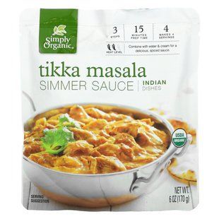 Simply Organic, Indian cuisine, simmer sauce tikka masala, 170 g (6 oz)