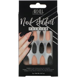 Накладные ногти черный гвоздик и розовый омбре Ardell (Nail Addict Premium Black Stud & Pink Ombre) 2 г купить в Киеве и Украине