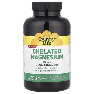 Country Life, Magnesium Chelate, 250 mg, 240 tablets