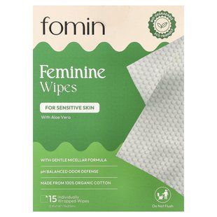 fomin, жіночі серветки, для чутливої шкіри, 15 шт. в індивідуальній упаковці