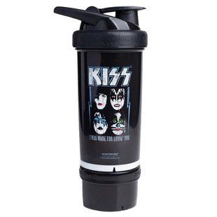 Шейкер 2 в 1 с контейнером внизу и мягкой ручкой-петлей SmartShake (Revive Rockband KISS) 750 мл купить в Киеве и Украине