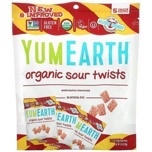 Organic Sour Twists Watermelon Lemonade YumEarth (Organic Sour Twists Watermelon Lemonade) 5 packs of 19.8g each