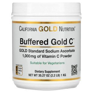 Витамин C некислый буферизованный аскорбат натрия California Gold Nutrition (Buffered Gold C) 1000 мг 1 кг купить в Киеве и Украине