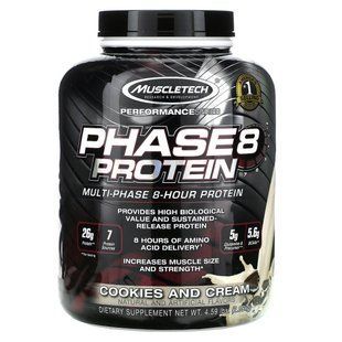 Многофазный протеин изолят сывороточного белка печенье и сливки Muscletech (Phase8) 2.09 кг купить в Киеве и Украине