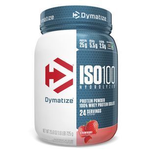 ISO100 hydrolyzed, 100% whey protein isolate, strawberry, Dymatize Nutrition, 725 g