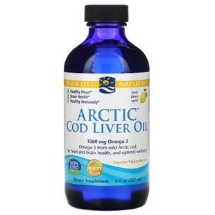 Рыбий жир жидкий из печени арктической трески Nordic Naturals (Cod Liver Oil) 237 мл со вкусом лимона купить в Киеве и Украине