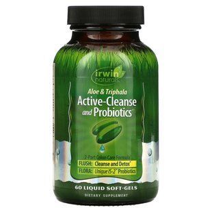 Активне очищення і пробіотики, алое і Трифала, Irwin Naturals, 60 рідких гелевих капсул
