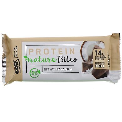 Протеїнові батончик, шоколад і кокос, Protein Nature Bites, Optimum Nutrition, 9 шт по 56 г (1,97 унції) кожен