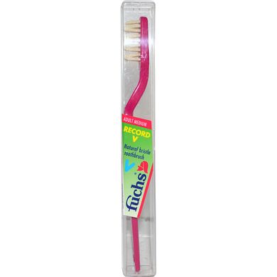 Рекорд V, зубна щітка з натуральною щітиною, середнього розміру, для дорослих, Fuchs Brushes, 1 зубна щітка