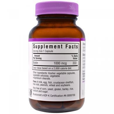 Biotin Bluebonnet Nutrition (Biotin) 1000 mcg 90 capsules