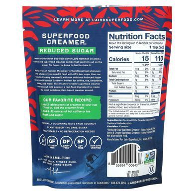 Заменитель сливок Superfood Creamer, без сахара, Laird Superfood, 8 унц. (227 г) купить в Киеве и Украине