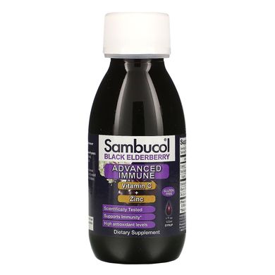 Сироп з чорної бузини, вдосконалена підтримка імунітету, вітамін C + цинк, натуральні ягоди, Sambucol, 120 мл