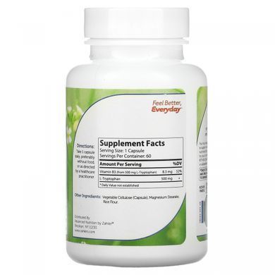 Очищений L-триптофан Zahler (Purified L-Tryptophan) 500 мг 60 капсул