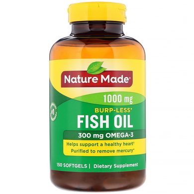 Рыбий жир Nature Made (Fish Oil Burp-Less) 1000 мг 150 капсул купить в Киеве и Украине