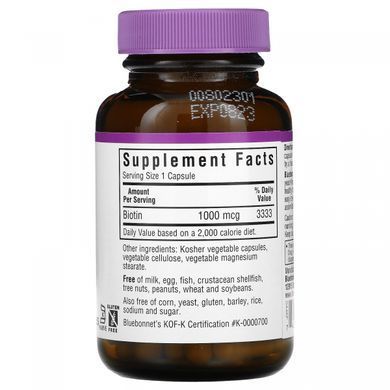 Biotin Bluebonnet Nutrition (Biotin) 1000 mcg 90 capsules