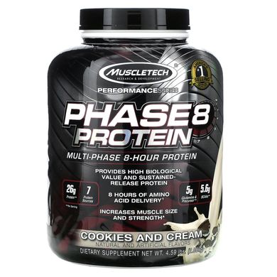 Багатофазний протеїн ізолят сироваткового білка печиво і вершки Muscletech (Phase8) 2.09 кг