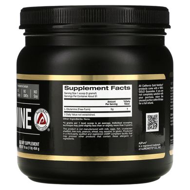 Глутамін без домішок без глютену California Gold Nutrition (L-Glutamine Powder AjiPure Gluten Free) 454 г