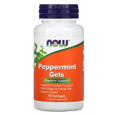 Перцева м'ята Now Foods (Peppermint Gels with Ginger & Fennel Oils) 90 капсул.