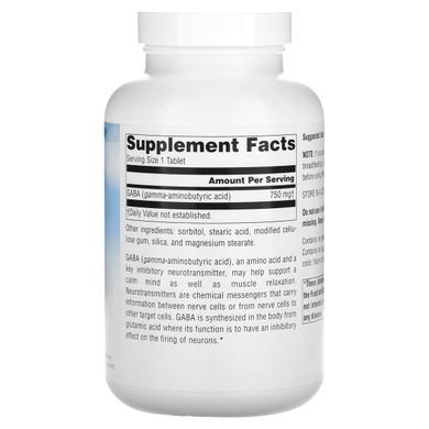 ГАМК гамма-аміномасляна кислота Source Naturals (GABA Gamma Aminobutyric Acid) 750 мг 180 таблеток
